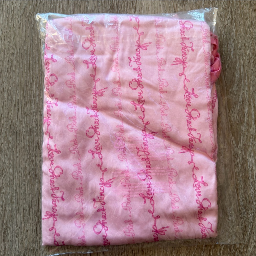 PINK x LoveShackFancy Silky Sleep Pants Pink Floral Logo Lounge Pajama Bottoms - Picture 4 of 12
